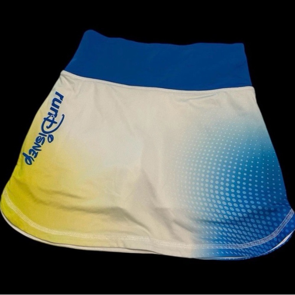 Disney Women's Blue, White & Yellow Gradient Athletic Skort with RunDisney Logo